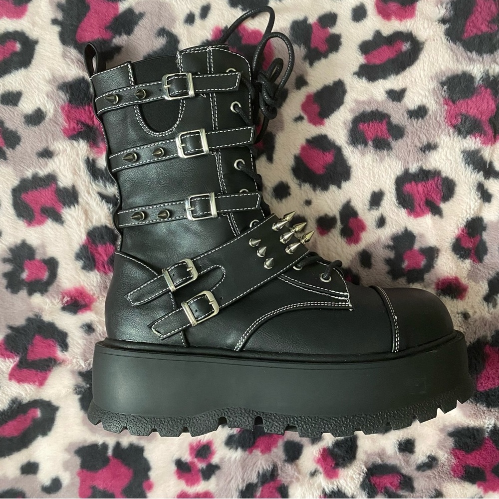 Demonia, Size women’s 9, studded, platform